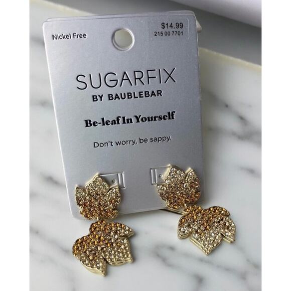 New Sugarfix by BaubleBar 'Be-leaf in Yourself' Autumn Leaves Earrings - Picture 1 of 8